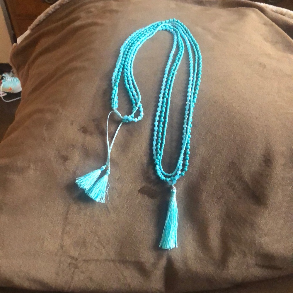 Long turquoise handmade necklace